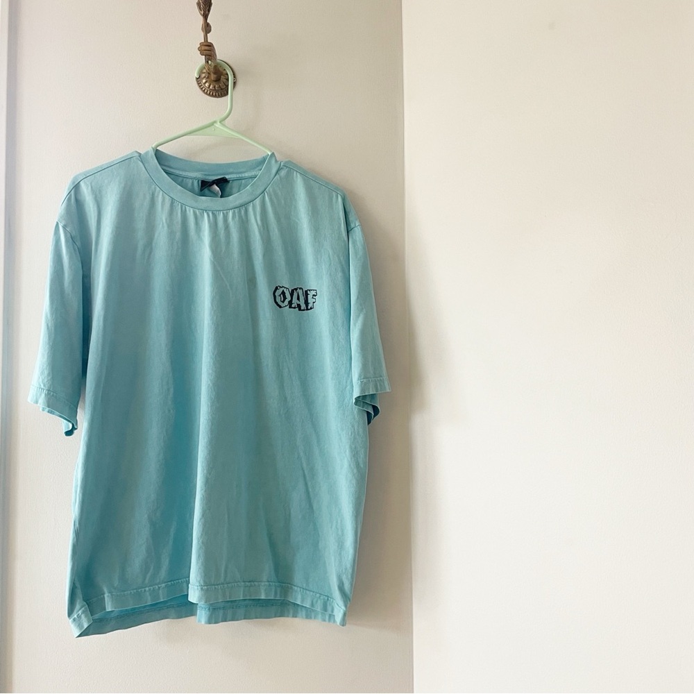 Lazy Oaf Blue Logo Tee • Size Large (Flaw Noted)